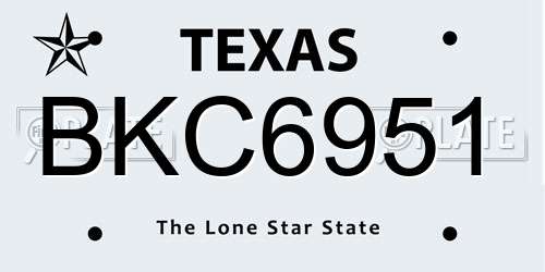 BKC6951 Texas License Plate