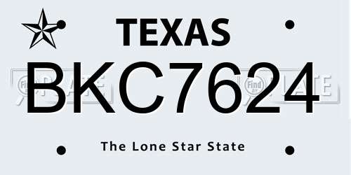 BKC7624 Texas License Plate
