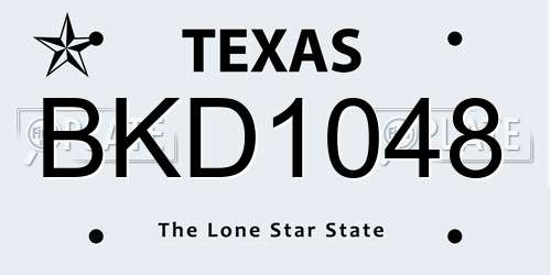BKD1048 Texas License Plate