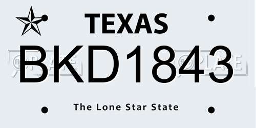 BKD1843 Texas License Plate