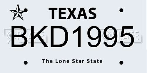 BKD1995 Texas License Plate