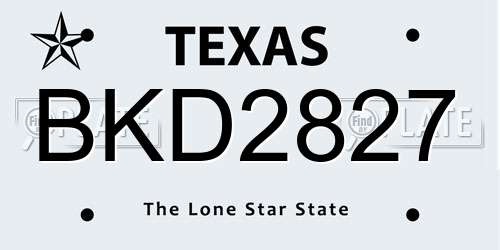 BKD2827 Texas License Plate