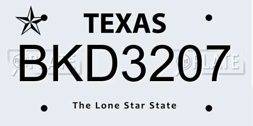 BKD3207 Texas License Plate