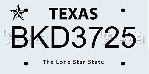 BKD3725 Texas License Plate