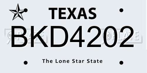 BKD4202 Texas License Plate