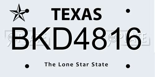 BKD4816 Texas License Plate