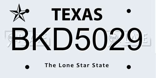 BKD5029 Texas License Plate