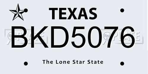 BKD5076 Texas License Plate