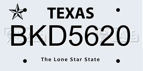 BKD5620 Texas License Plate