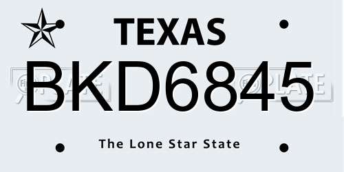 BKD6845 Texas License Plate