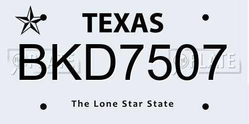 BKD7507 Texas License Plate