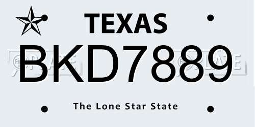 BKD7889 Texas License Plate