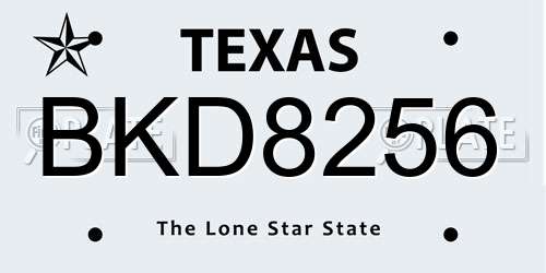BKD8256 Texas License Plate