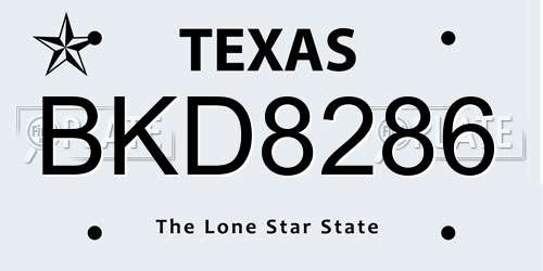 BKD8286 Texas License Plate