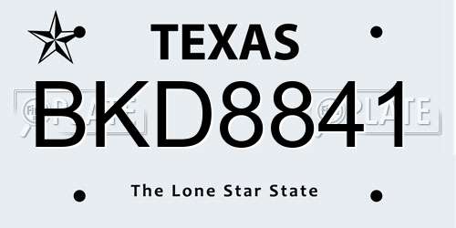 BKD8841 Texas License Plate