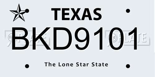 BKD9101 Texas License Plate