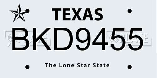 BKD9455 Texas License Plate
