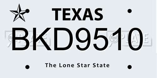 BKD9510 Texas License Plate