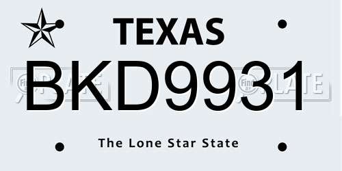 BKD9931 Texas License Plate