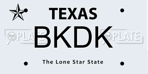 BKDK Texas License Plate