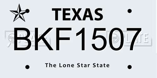 BKF1507 Texas License Plate