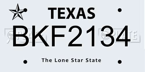 BKF2134 Texas License Plate