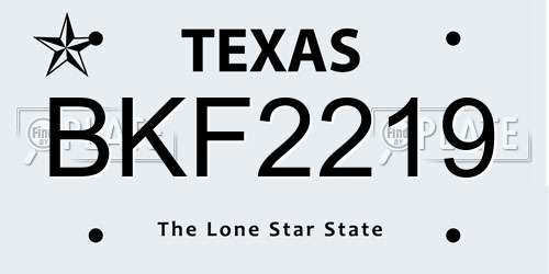 BKF2219 Texas License Plate