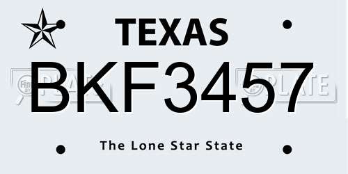 BKF3457 Texas License Plate