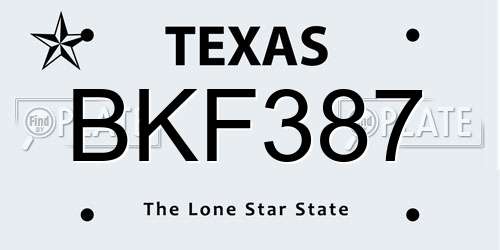 BKF387 Texas License Plate