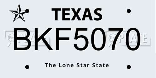 BKF5070 Texas License Plate