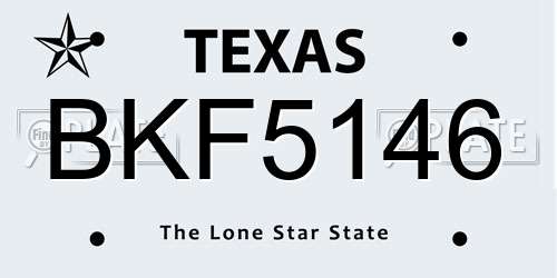 BKF5146 Texas License Plate