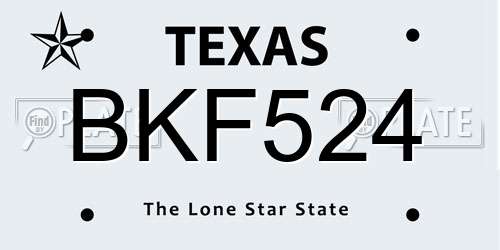 BKF524 Texas License Plate