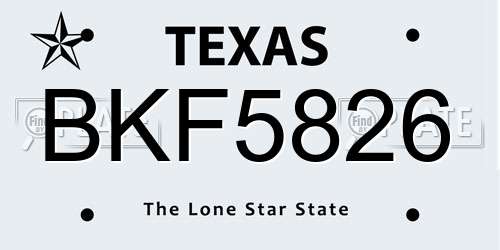 BKF5826 Texas License Plate