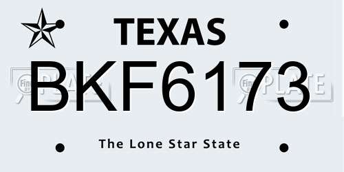BKF6173 Texas License Plate