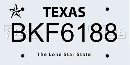 BKF6188 Texas License Plate