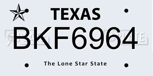 BKF6964 Texas License Plate