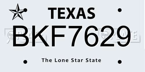 BKF7629 Texas License Plate