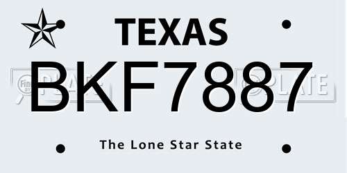 BKF7887 Texas License Plate