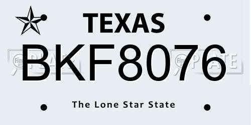 BKF8076 Texas License Plate