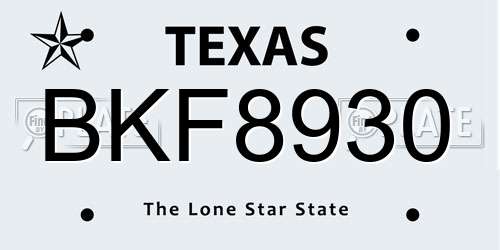 BKF8930 Texas License Plate