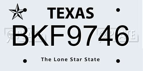 BKF9746 Texas License Plate