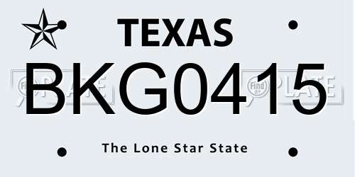 BKG0415 Texas License Plate