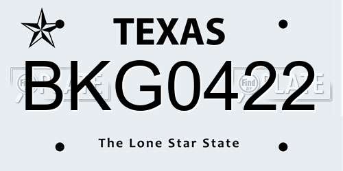 BKG0422 Texas License Plate
