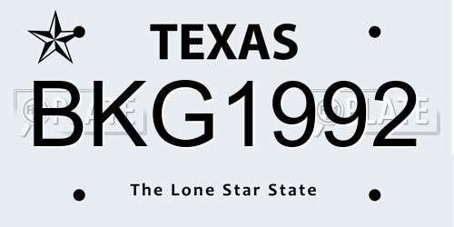 BKG1992 Texas License Plate