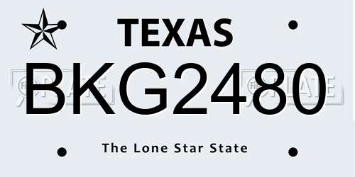 BKG2480 Texas License Plate