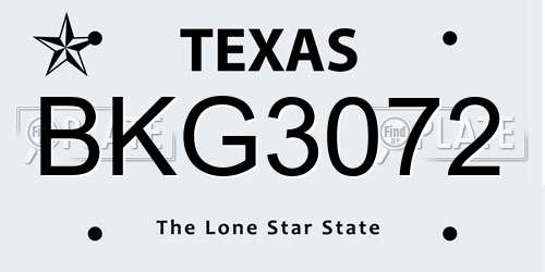 BKG3072 Texas License Plate