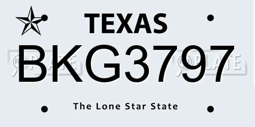 BKG3797 Texas License Plate