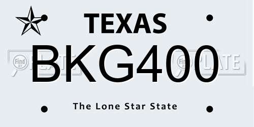 BKG400 Texas License Plate