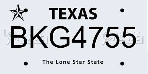 BKG4755 Texas License Plate