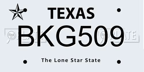 BKG509 Texas License Plate